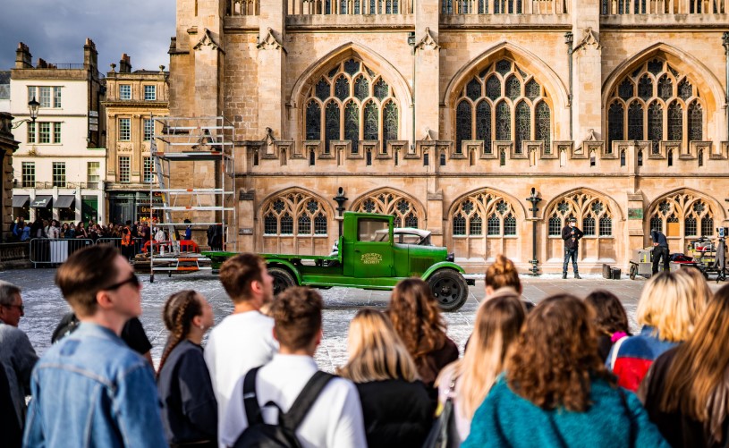 Wonka filming Bath Abbey 